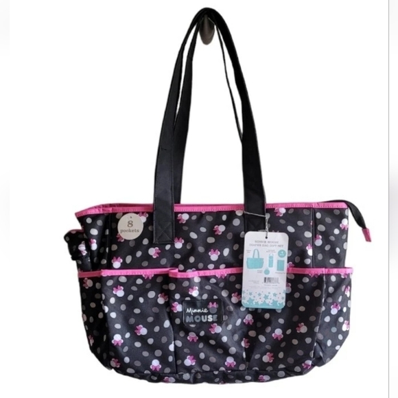 Disney Baby Minnie Mouse 8 Pockets Diaper Bag 4 Piece Accessory Set - Picture 9 of 9